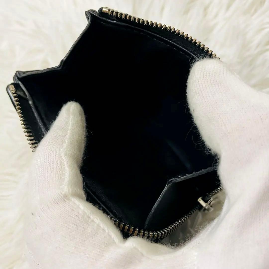 極美✨ボッテガ 二つ折り財布 ラウンド イントレ レザー ブラック