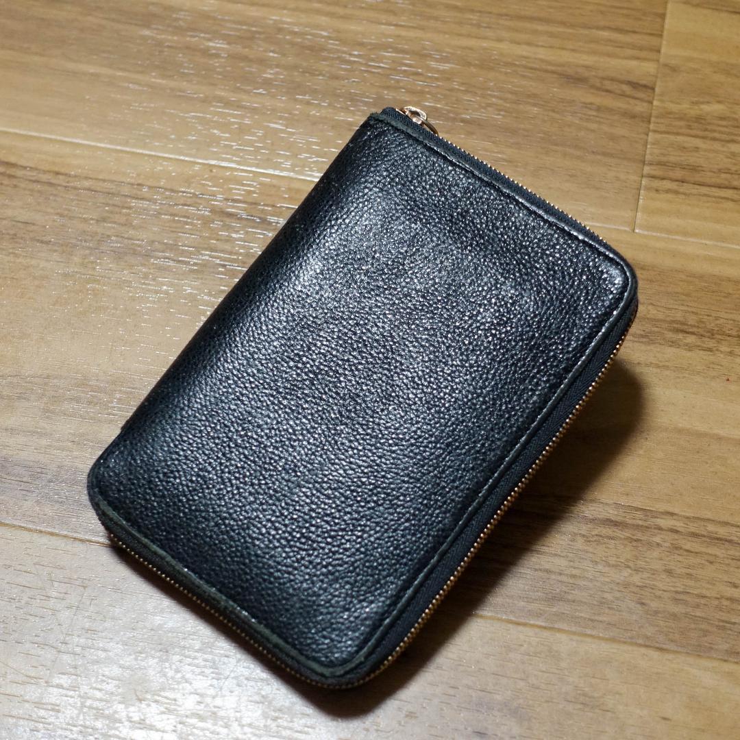 itti 財布 二つ折り 黒桟革 イッチ