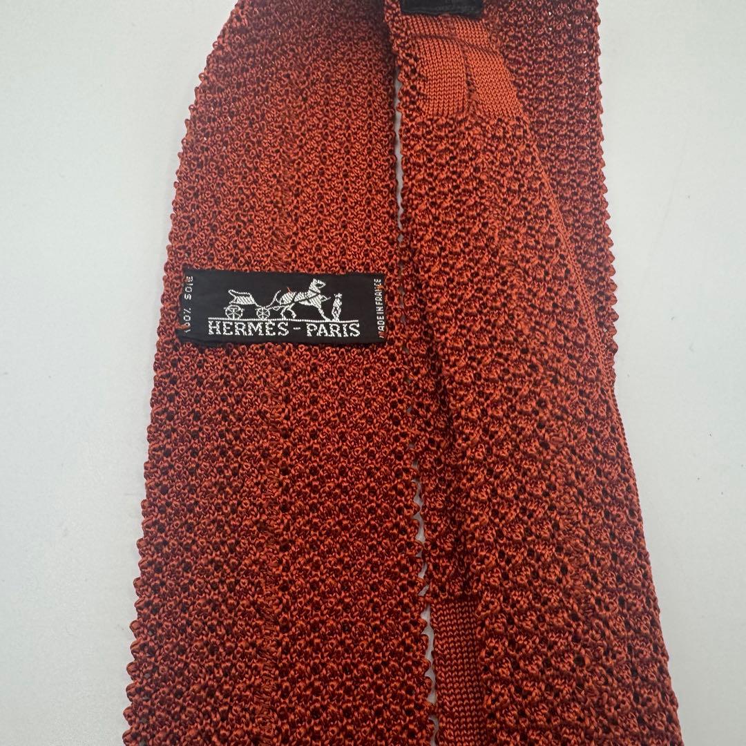 G*3様 【美品】　エルメス ニットタイ ソリッド ネクタイ
