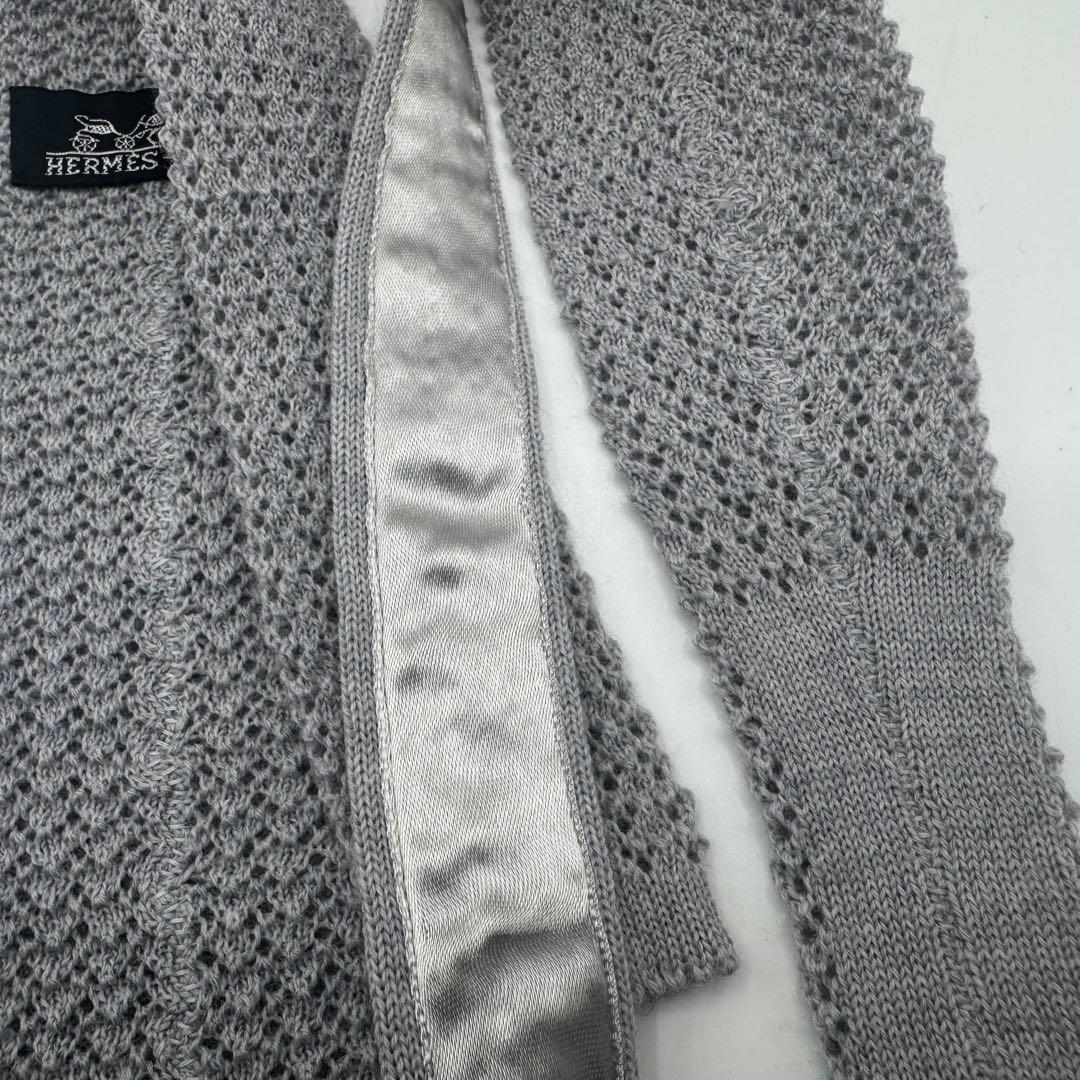 G*3様 【美品】　エルメス ニットタイ ソリッド ネクタイ