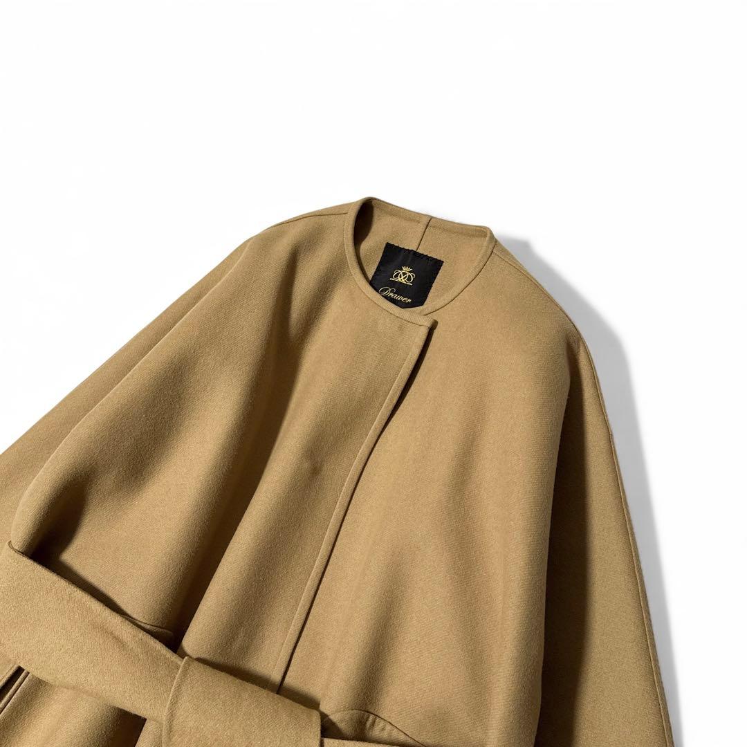 定価16万✨　ドゥロワー　ウールメルトンリバーノーカラーコート　ベージュ　38