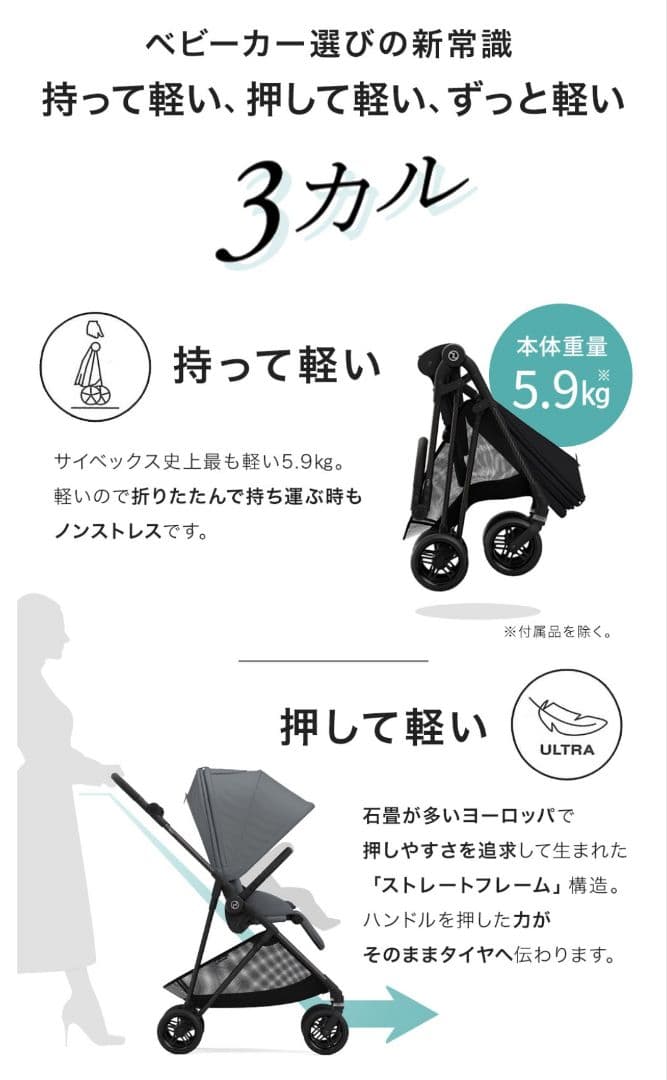 Cybex MELIO CARBON 2023年モデル 付属品付き ネイビー