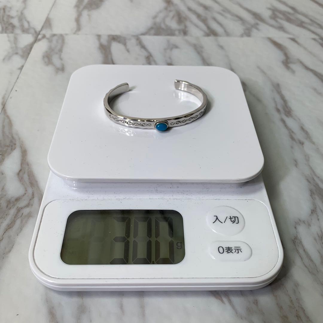 極美品 SAAD バングル シルバー925 ターコイズ 刻印 たたき 30g