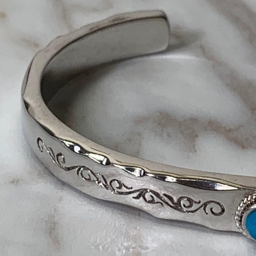 極美品 SAAD バングル シルバー925 ターコイズ 刻印 たたき 30g