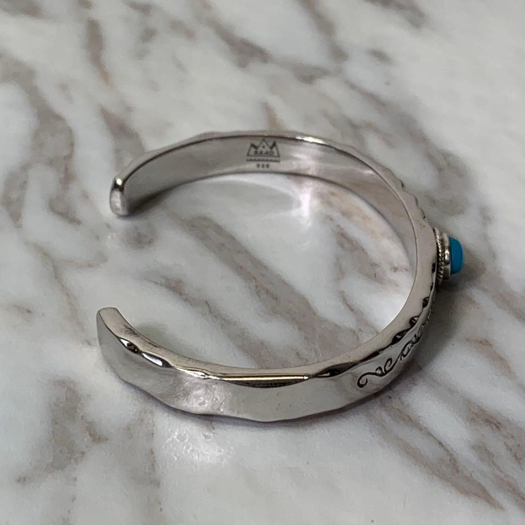 極美品 SAAD バングル シルバー925 ターコイズ 刻印 たたき 30g