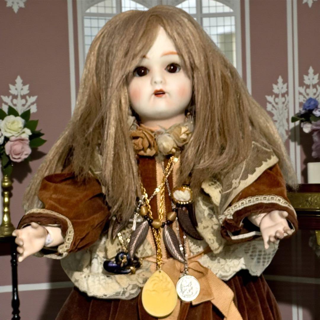 ビスクドール カマー ラインハルト ブラウン ベルベット ドレス シェルカメオ