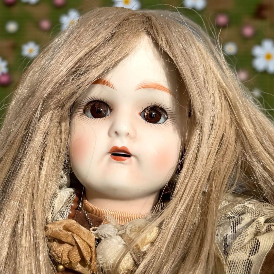 ビスクドール カマー ラインハルト ブラウン ベルベット ドレス シェルカメオ