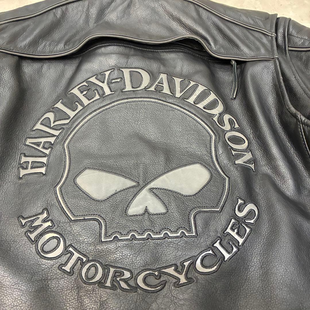4*9様 【蛍光ロゴ】ハーレーダビッドソン　レザージャケット　スカル　ライダース