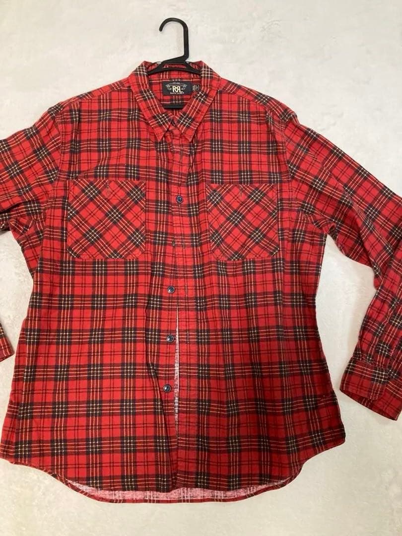 【美品】RRL ダブルアールエル/レッドチェック /ネルシャツ /サイズXL