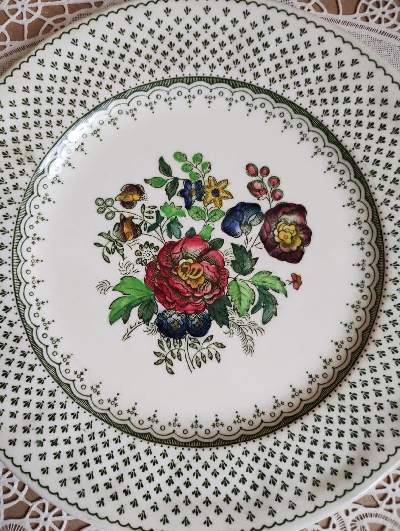 メイソンズ『ペインズレイ』グリーン ケーキ皿 サイドプレート 4枚セット