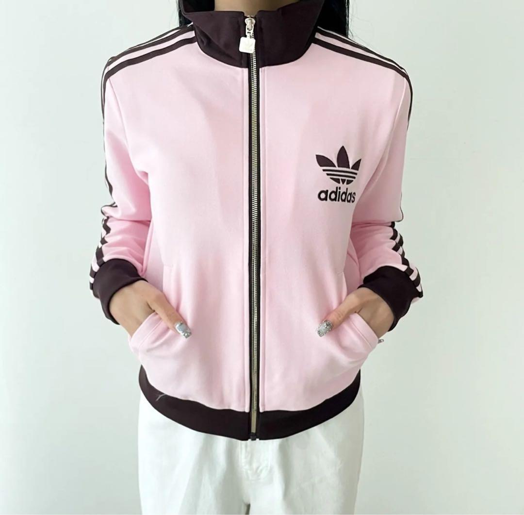 adidas ピンク ブラウン トラックジャケット