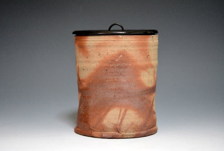 江戸時代 古備前 火襷 水指 塗蓋 備前焼 茶道具