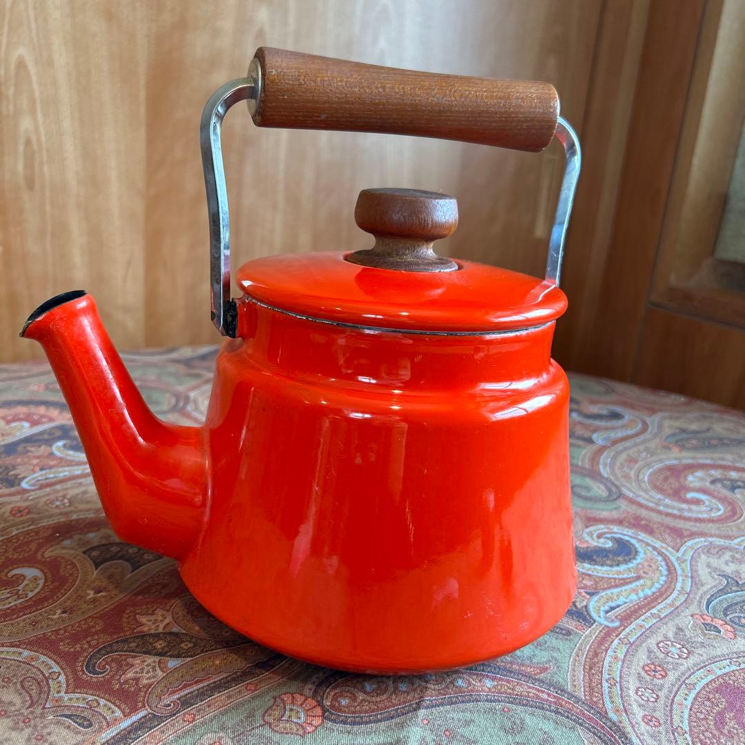 165◆DANSK ケトル　赤いホーローやかん　ヴィテージ