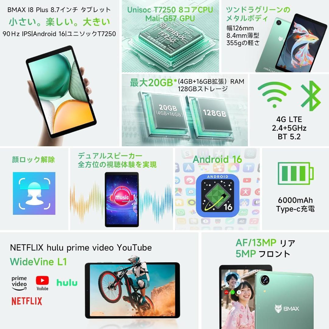 ✨最新版8インチタブレット✨ BMAX♡I8 Plus 付属品完備 動作確認済み