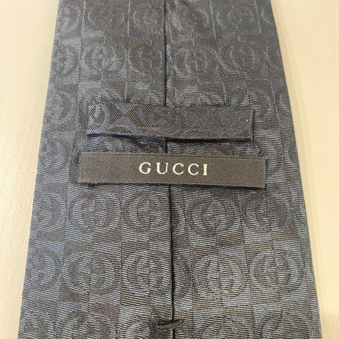 GUCCI グッチ ネクタイ GGロゴ シルク100% イタリア製 ネイビー