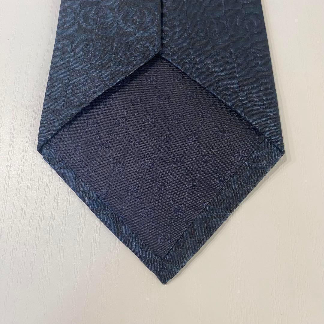 GUCCI グッチ ネクタイ GGロゴ シルク100% イタリア製 ネイビー