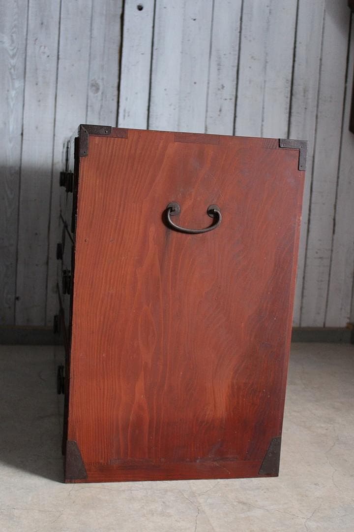 綺麗な丸金具庄内箪笥　3段　タンス　収納　古家具　古民家　時代家具