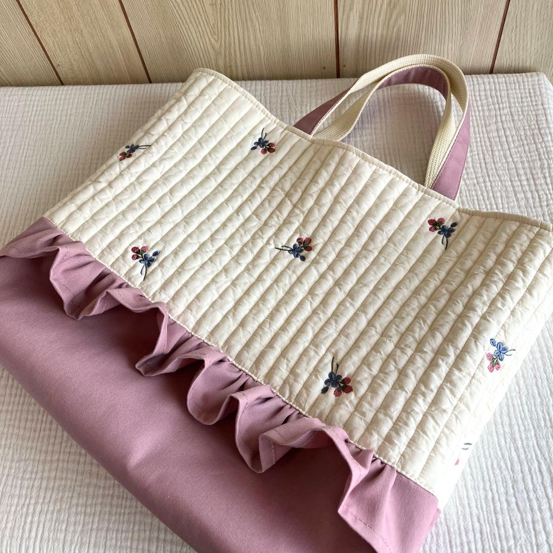 ヌビ フラワー おはな レッスンバッグ 入園入学 イブル ラベンダーピンク 撥水