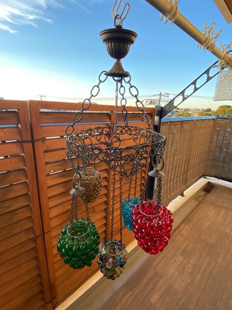 シャンデリア　キャンドル　アンティーク　バブルガラスインド製間接照明インテリア