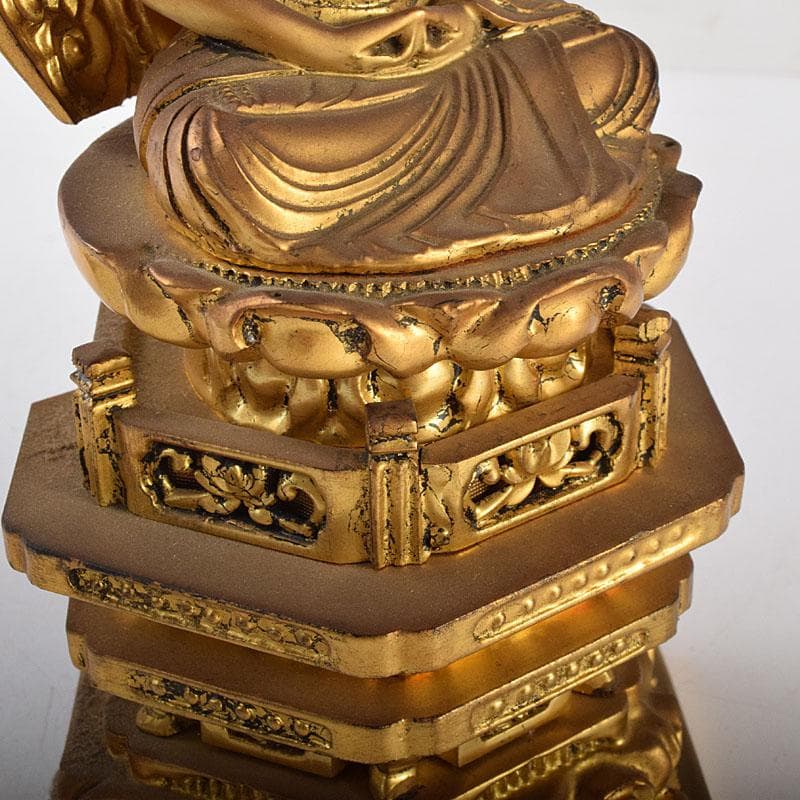 仏教美術　木彫鍍金　阿弥陀如來座像　仏像　厨子付　V　8159