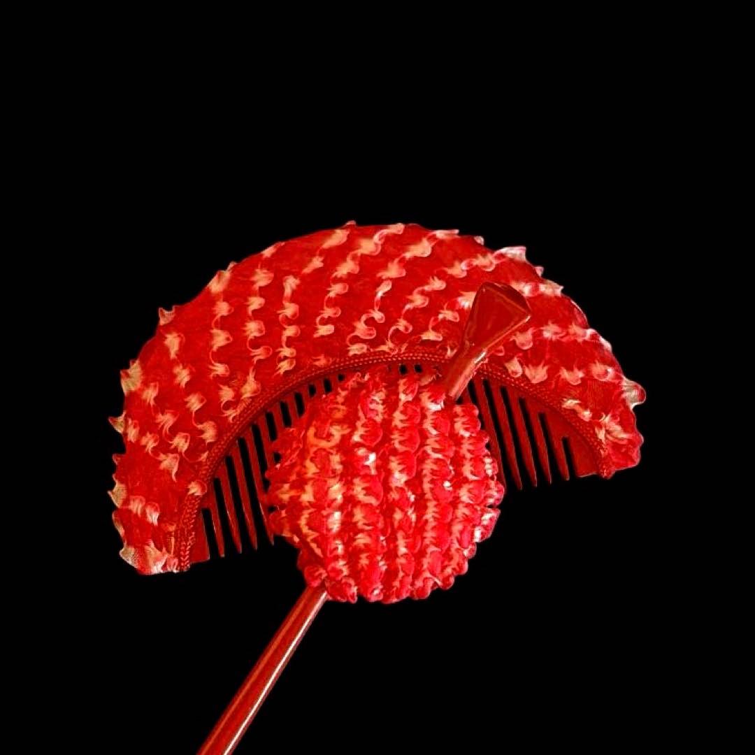 日本髪 髪飾り 七五三 (赤×ピンク) ３～５歳