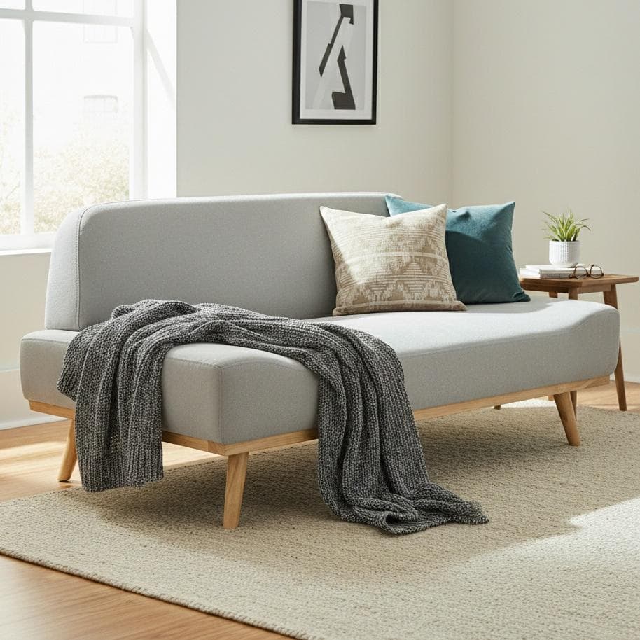 【新品】北欧風 アームレスソファ 2人掛け グレー ローソファ