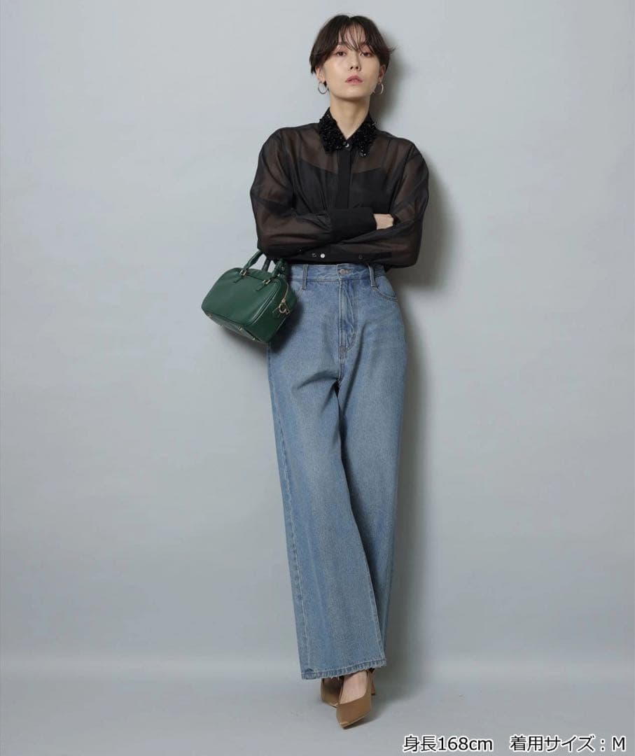 【新品未使用】Arpege story ブラック ワイドデニムパンツ