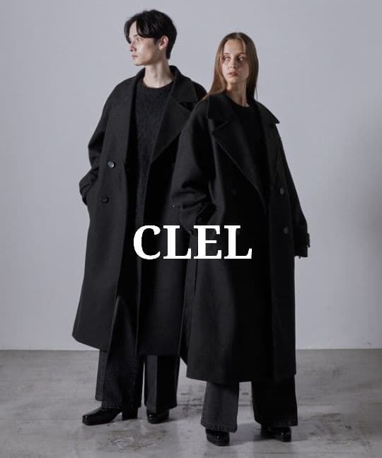CLEL テックメルトンルーズ ダブルチェスターコート ブラック L