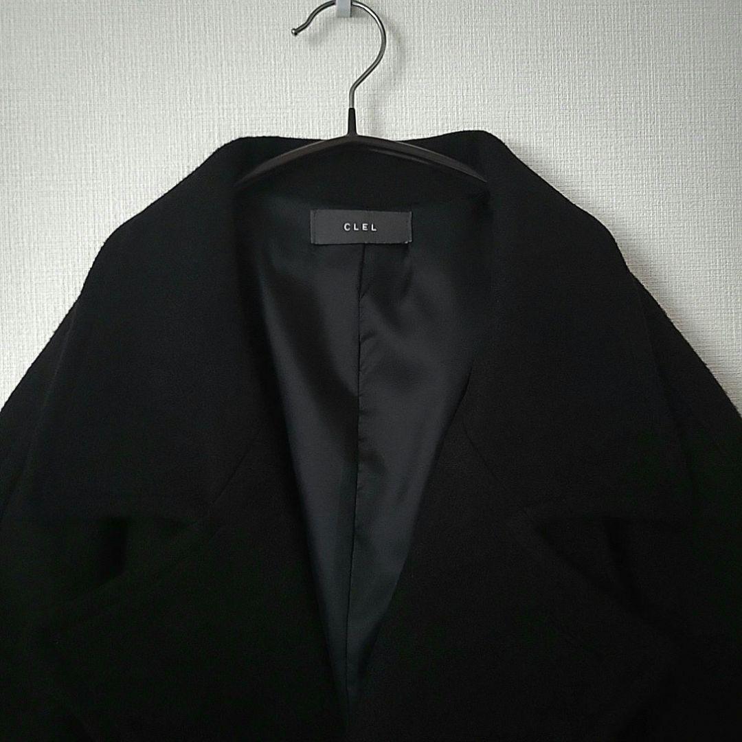 CLEL テックメルトンルーズ ダブルチェスターコート ブラック L