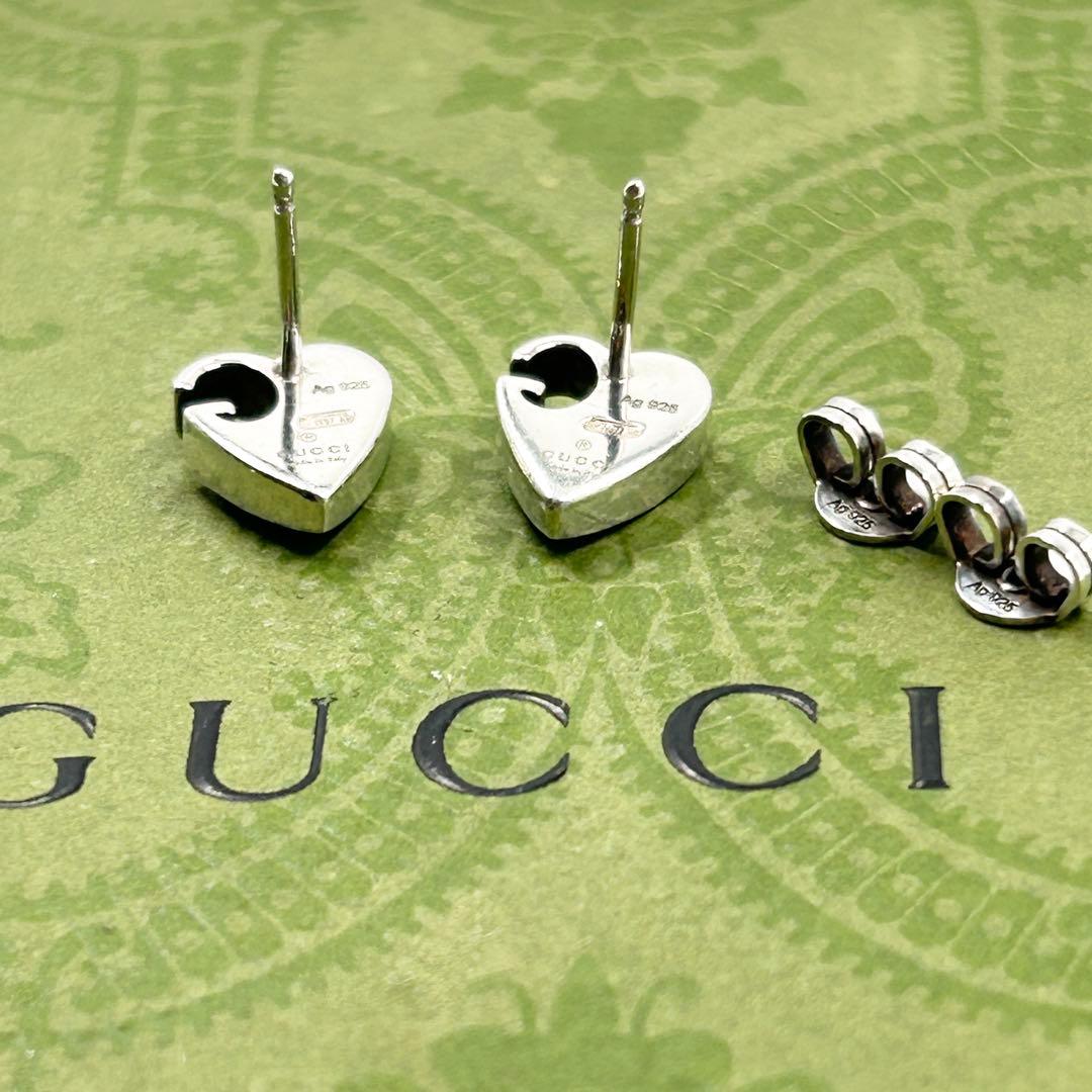 美品✨　グッチ　GUCCI ピアス　ハート　Gロゴ　シルバー Ag925 両耳