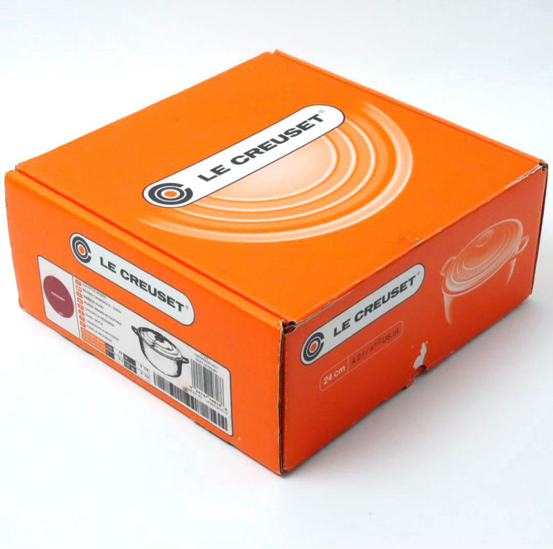 【美品】LE CREUSET　ココット ロンド バーガンディ　24cm