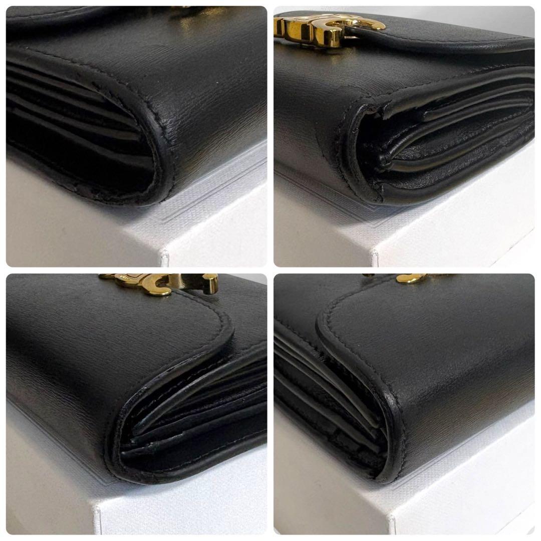 美品✨ CELINE セリーヌ トリオンフ ブラック レザー 三つ折り 財布