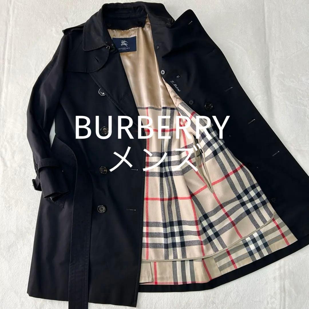 美品 バーバリーロンドン ノバチェック ウールライナー ダブルトレンチコートM黒