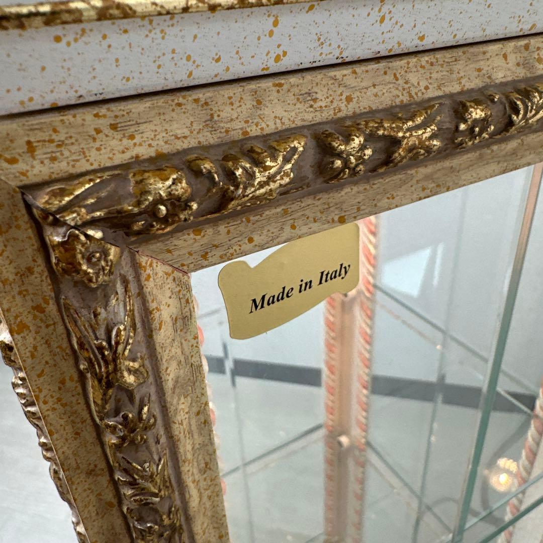 展示品 美品 イタリア製 キュリオケース ガラスキャビネット 金彩装飾 i4※