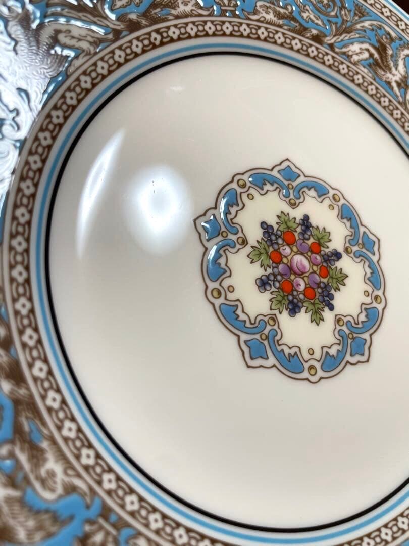 ウェッジウッドフロレンティーンターコイズプレート4枚17.5cm黒壺未使用近美品