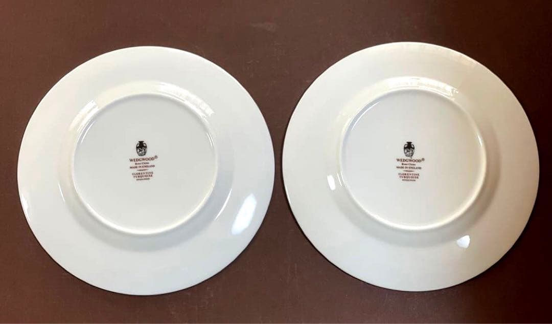 ウェッジウッドフロレンティーンターコイズプレート4枚17.5cm黒壺未使用近美品