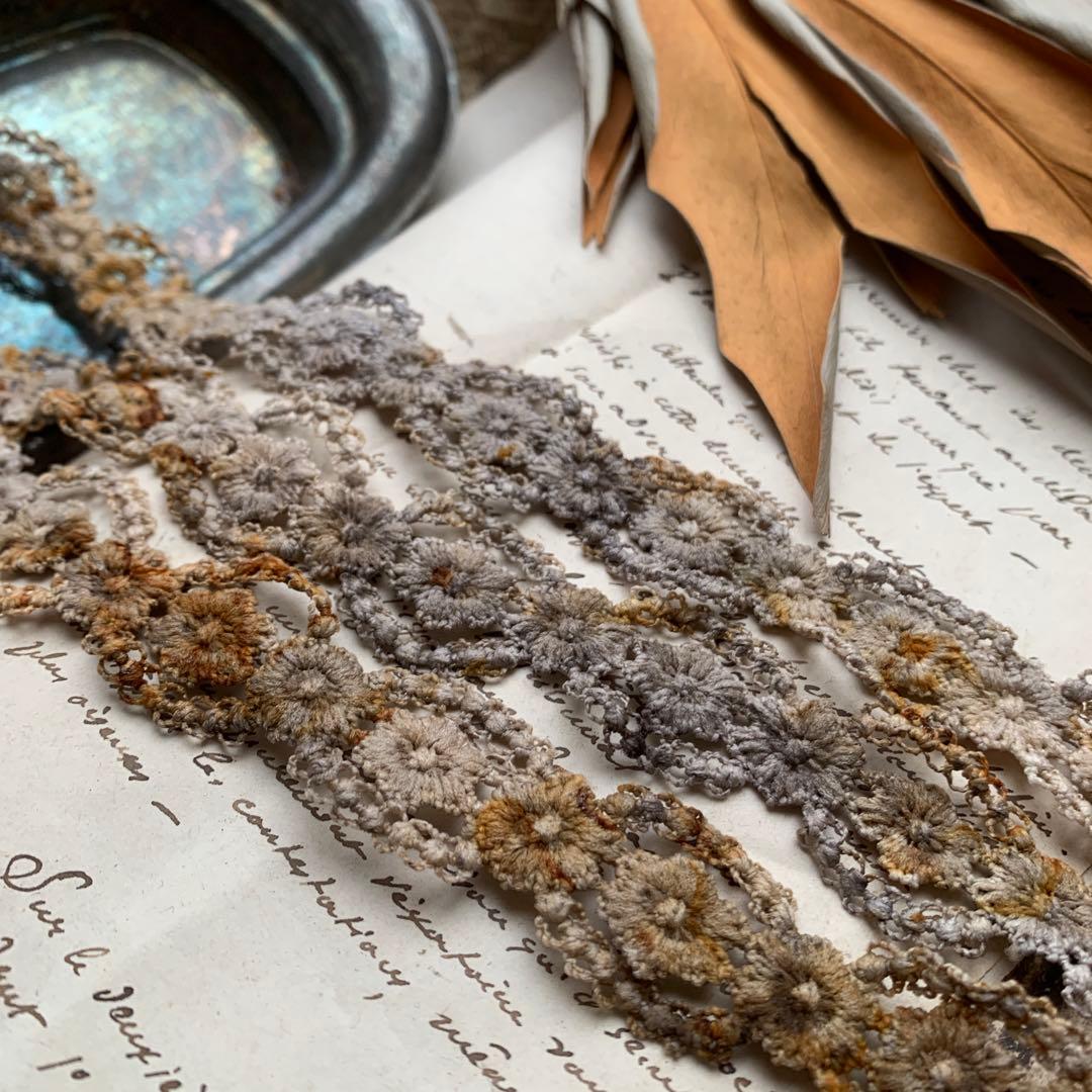 草木染め×錆染☆褐色男前なフラワーケミカルレース