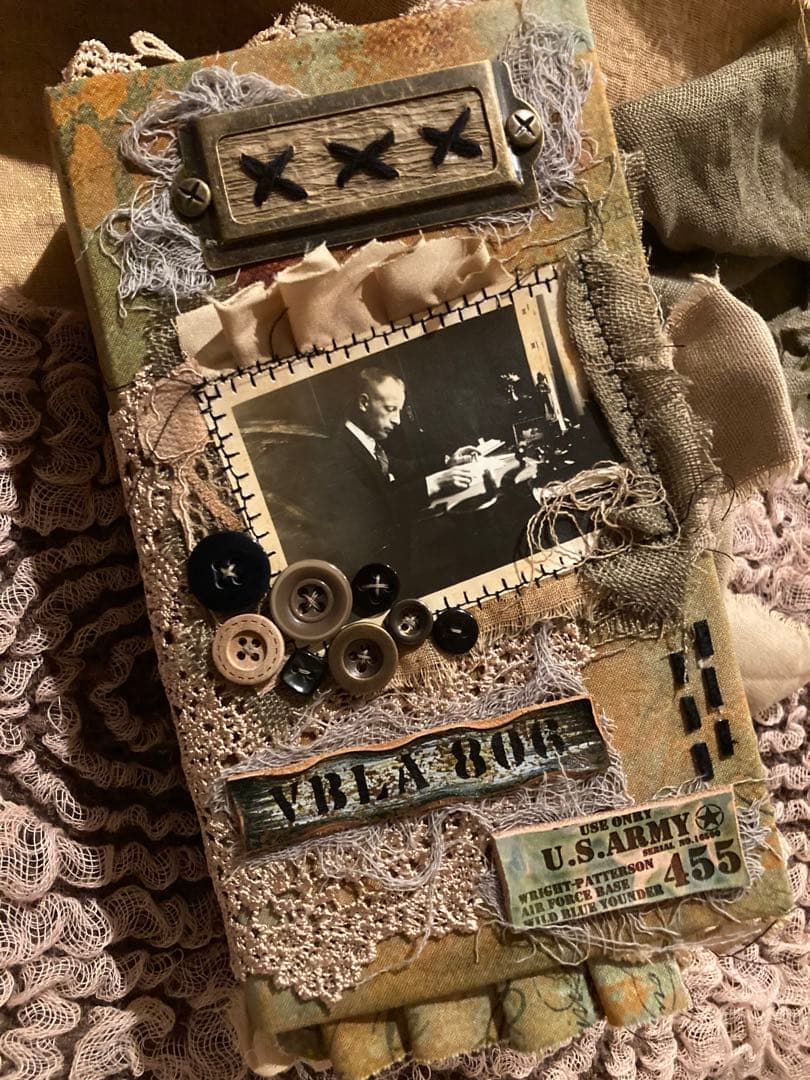 男前ジャンクジャーナル　雑記帳　数字　革タグ　ペイント　アンティーク