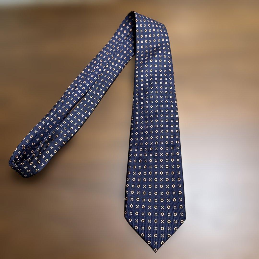E. MARINELLA ネイビー小紋ネクタイ