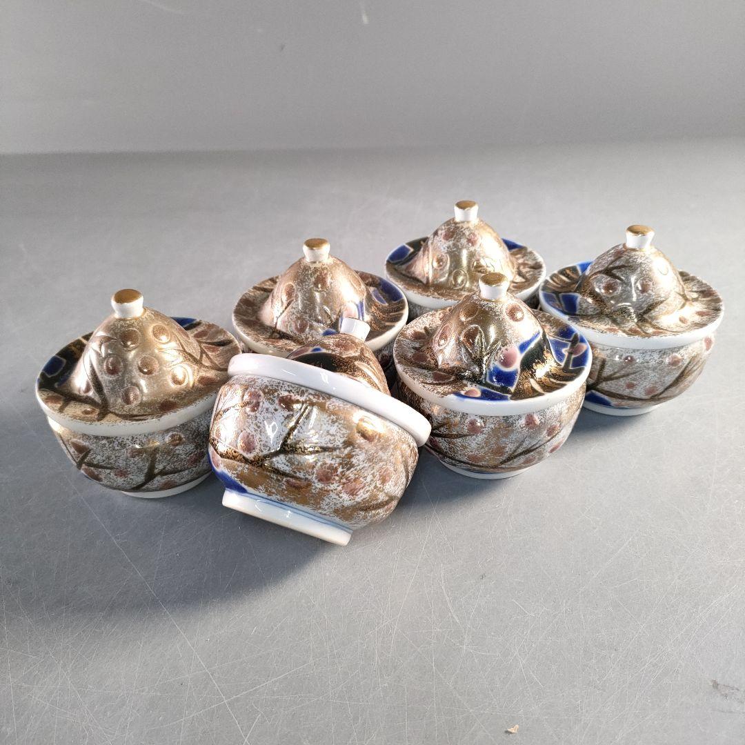 A1376-1/豊前吉右衛門窯/永末吉右衛門/金彩唐草文蓋付小鉢6客/懐石道具/