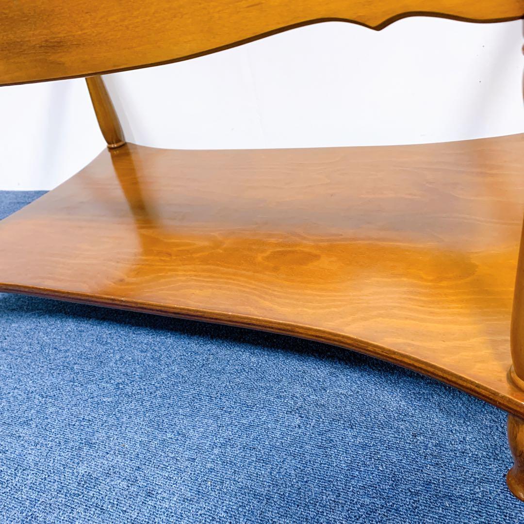 【稀少美品】アンティーク 木彫り ガラス ローテーブル 昭和レトロ