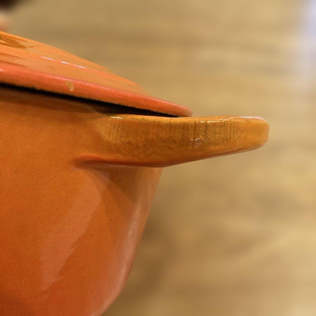 未使用　LE CREUSET オレンジ 両手鍋 16センチ　おまけ付き