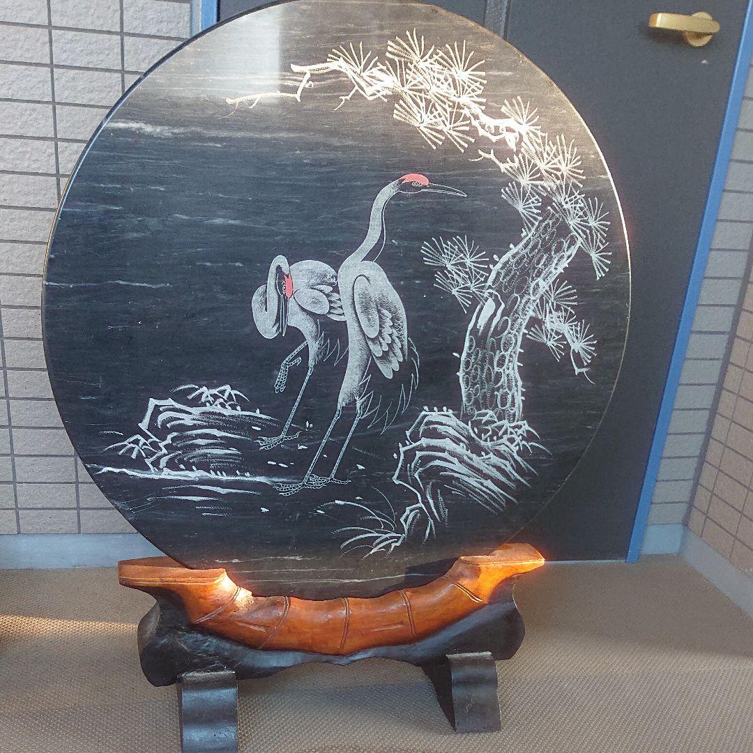 石の置物 大理石 鶴 縁起物