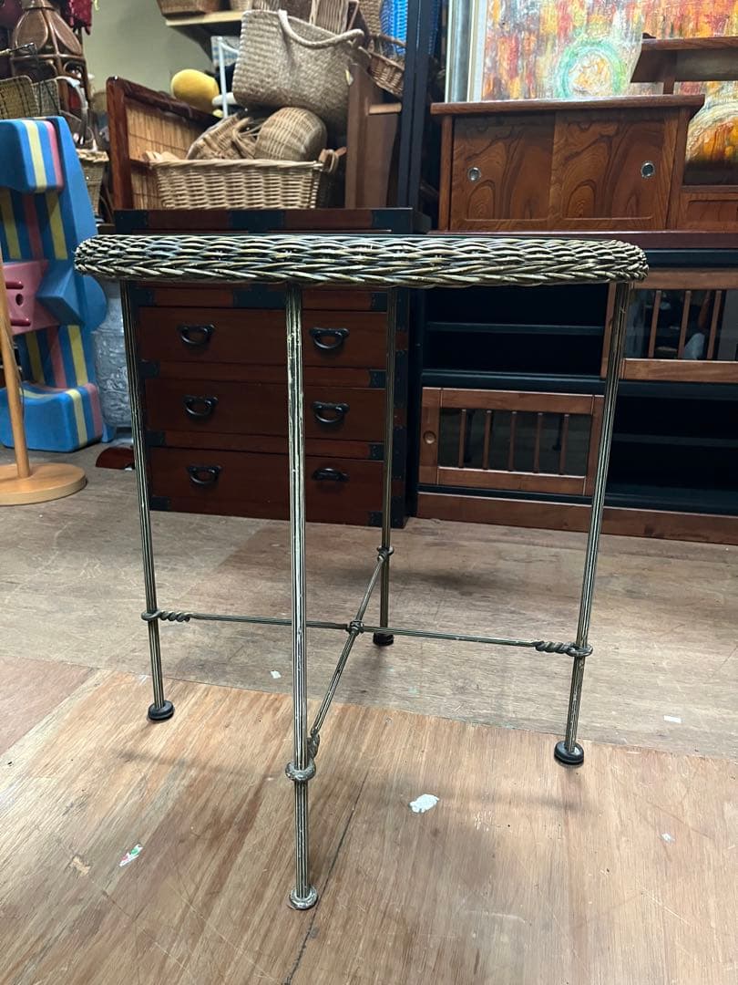 ガーデンテーブル インテリア ガラス天板 丸テーブル