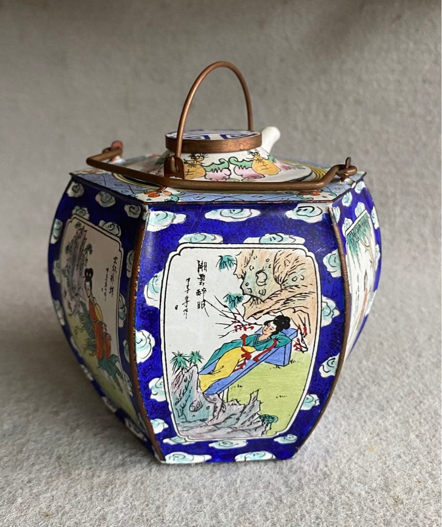 【中国・大明宣徳】美人画／六角酒器・ちろり