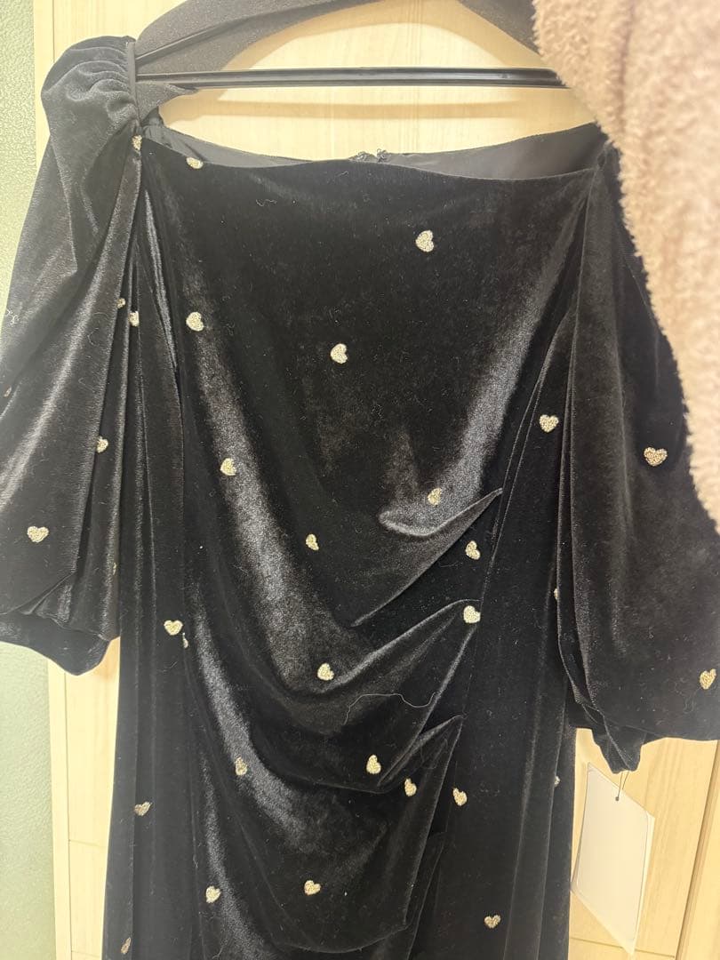 ブラックベルベットロングドレス