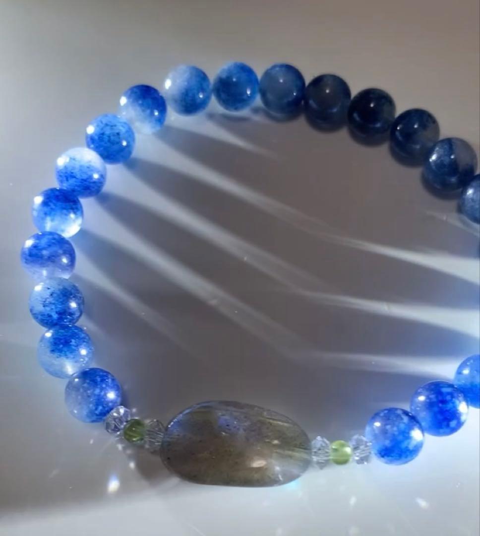 ⭐️天然色⭐️スコルザライトインクォーツ　ラブラドライト　ブレスレット