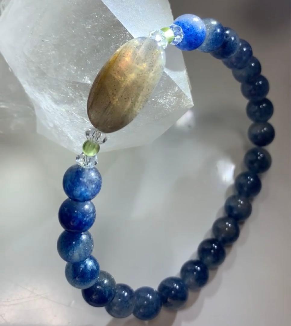 ⭐️天然色⭐️スコルザライトインクォーツ　ラブラドライト　ブレスレット