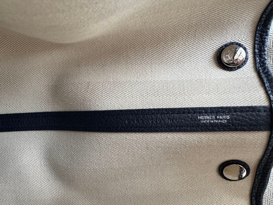 【美品】HERMES エルメス　PMトートバッグ　キャンバス　ネイビー