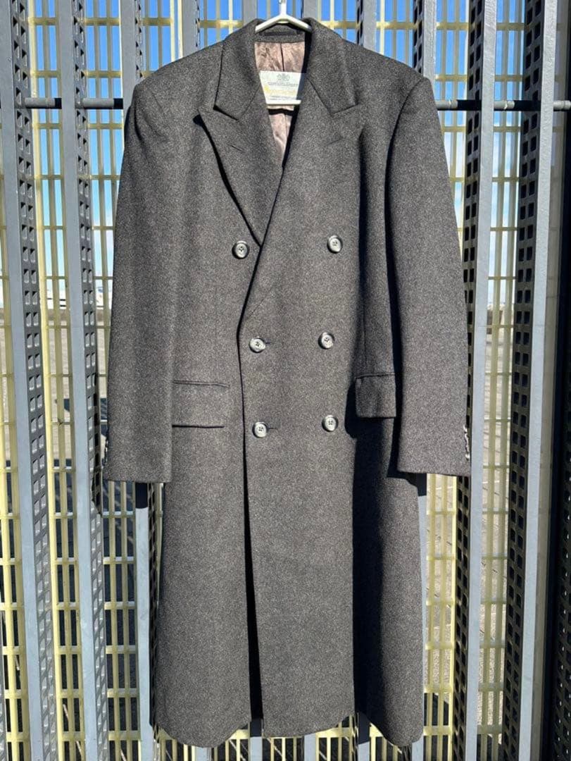 【美品】 アクアスキュータム　ダブル　チェスターコート　カシミヤ　グレー